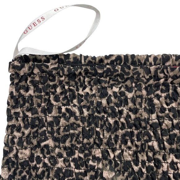 GUESS Leopard Print Smocked Mini Skirt Sz Small - Picture 4 of 6